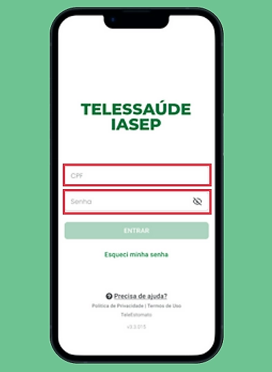 Tela de login do app telessaúde